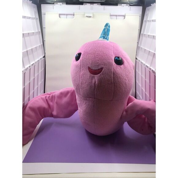 Fingerlings Wowwee narwal plush pink horned whale TESTED WORKS-14” X 11” - Picture 1 of 3